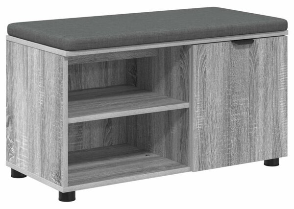 VidaXL Előtér pad párnával Egyszínű Szürke Sonoma 80 x 38 x 46 cm