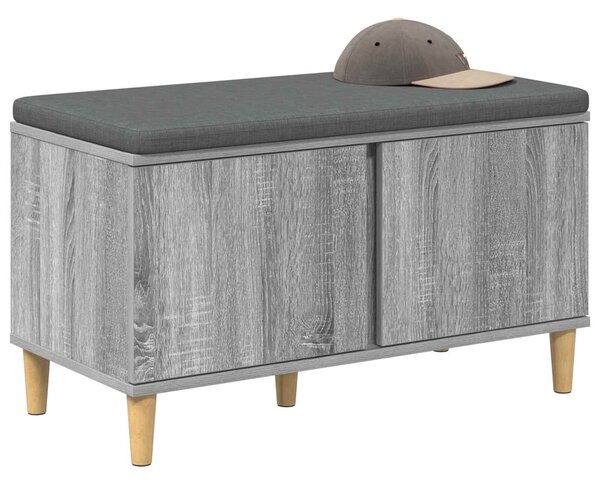 VidaXL Előtér pad Szürke Sonoma 80 x 38 x 46 cm Műanyag Fa és Szövet