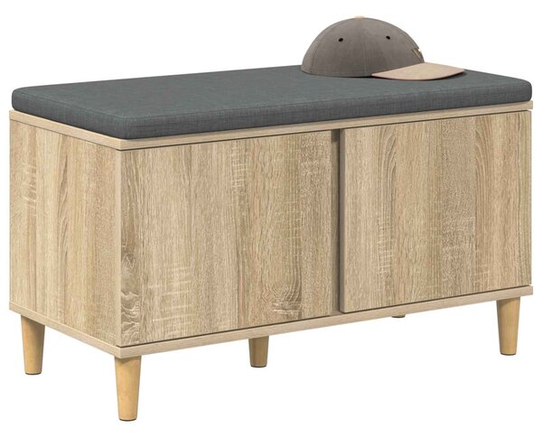 VidaXL Előtér pad Sonoma tölgy 80 x 38 x 46 cm Műanyag Fa és Szövet