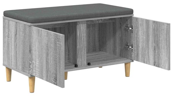 VidaXL Előtér pad Szürke Sonoma 80 x 38 x 46 cm Műanyag Fa és Szövet