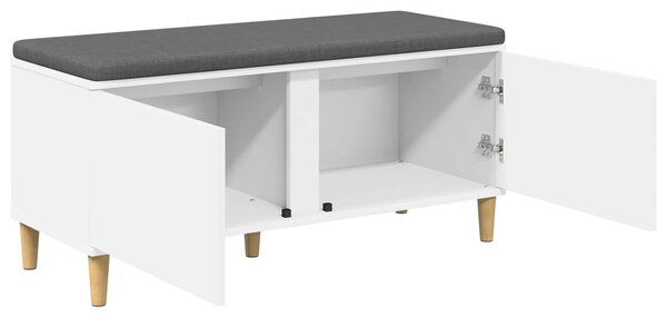 VidaXL Előtér pad párnával Fehér 100 x 38 x 46 cm Műanyag Fa és Szövet