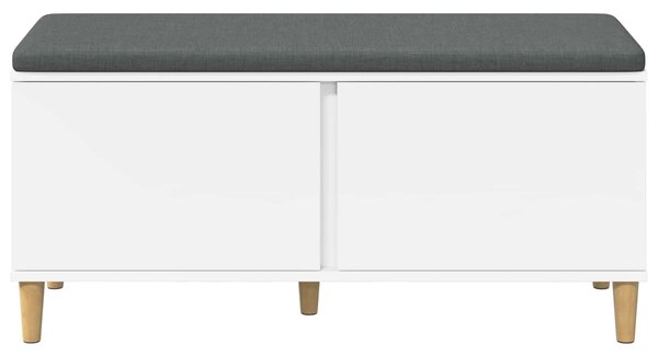VidaXL Előtér pad párnával Fehér 100 x 38 x 46 cm Műanyag Fa és Szövet