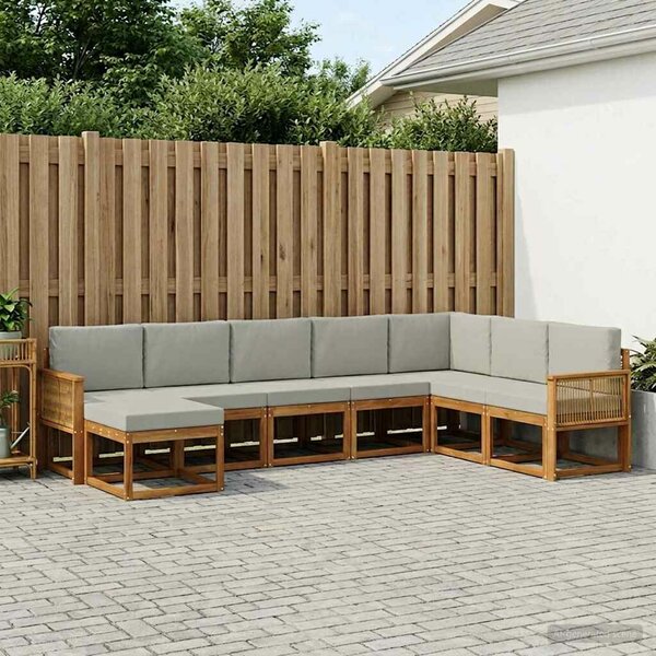 VidaXL Kültéri kanapé szett 8 pcs Természetes és Világosszürke