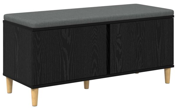 VidaXL Előtér pad Fekete Tölgy 100 x 38 x 46 cm Műanyag Fa és Szövet