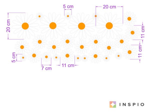 INSPIO - átragasztható textil matrica - Falmatrica - Százszorszép
