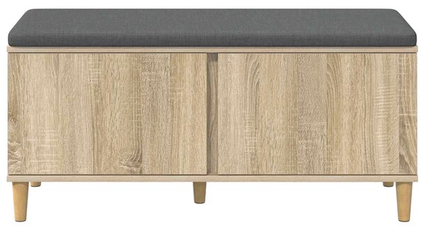 VidaXL Előtér pad Sonoma tölgy 100 x 38 x 46 cm Műanyag Fa és Szövet