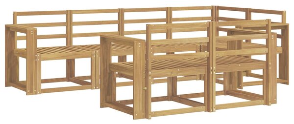 VidaXL Kültéri kanapé szett 7 pcs Fehér Tömör Akácfa