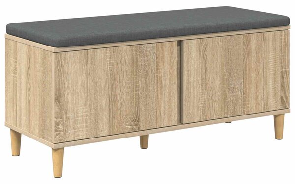 VidaXL Előtér pad Sonoma tölgy 100 x 38 x 46 cm Műanyag Fa és Szövet
