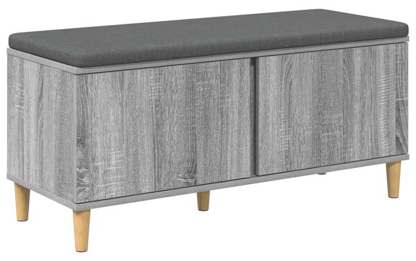 VidaXL Előtér pad Szürke Sonoma 100 x 38 x 46 cm Műanyag Fa és Szövet