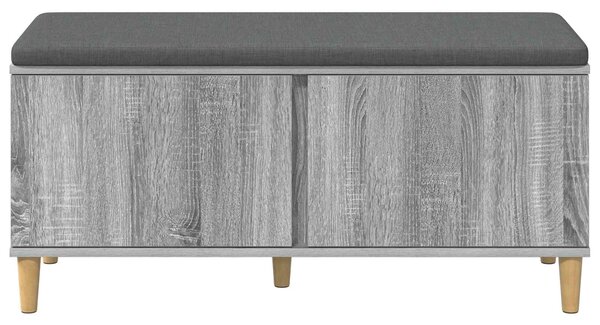 VidaXL Előtér pad Szürke Sonoma 100 x 38 x 46 cm Műanyag Fa és Szövet