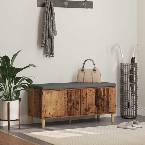 VidaXL Előtér pad Öreg fa 100 x 38 x 46 cm Műanyag Fa és Szövet