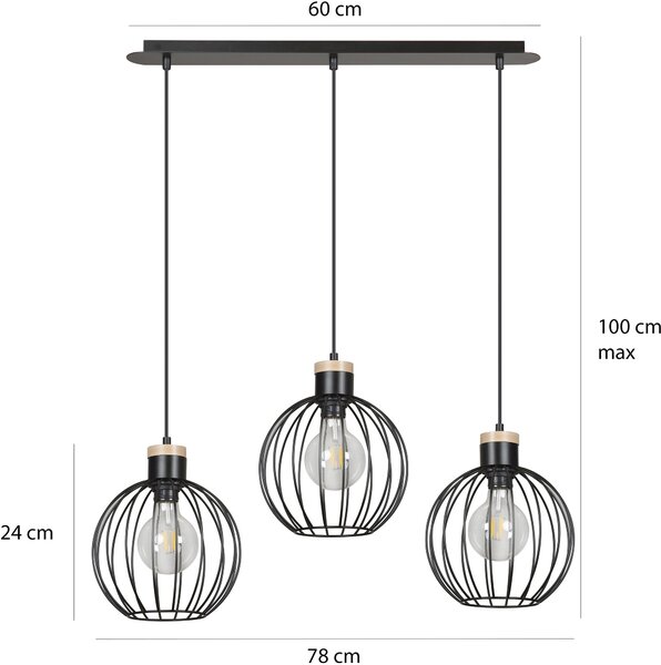 Emibig modern skandináv függeszték barbado fekete emi754/3