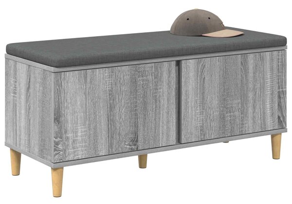 VidaXL Előtér pad Szürke Sonoma 100 x 38 x 46 cm Műanyag Fa és Szövet