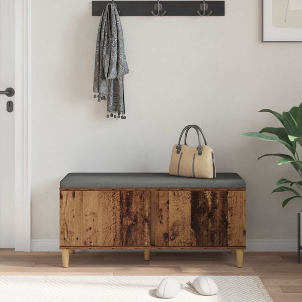 VidaXL Előtér pad Öreg fa 100 x 38 x 46 cm Műanyag Fa és Szövet