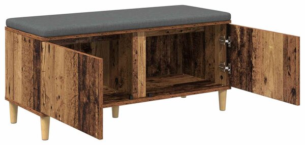 VidaXL Előtér pad Öreg fa 100 x 38 x 46 cm Műanyag Fa és Szövet