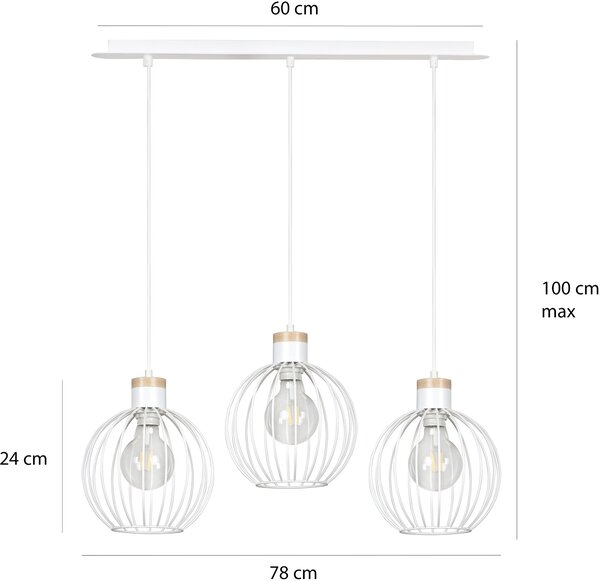 Emibig modern skandináv függeszték barbado fehér emi755/3