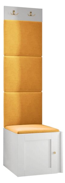 Előszoba garnitúra Hartford 378, 186x42x46cm, Fehér, Sárga, Laminált forgácslap, Kárpit, Közepes sűrűségű farostlemez