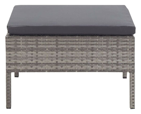 5-részes szürke polyrattan kerti bútorszett párnákkal