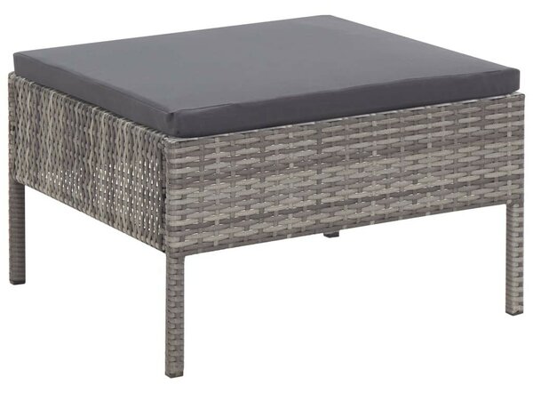 5-részes szürke polyrattan kerti bútorszett párnákkal