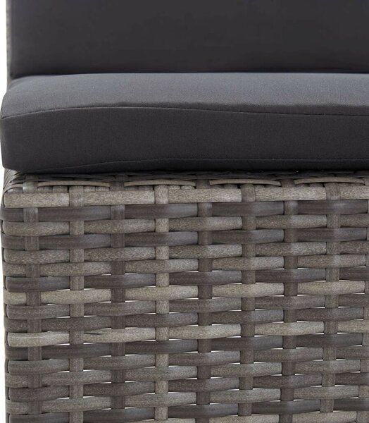 5-részes szürke polyrattan kerti bútorszett párnákkal