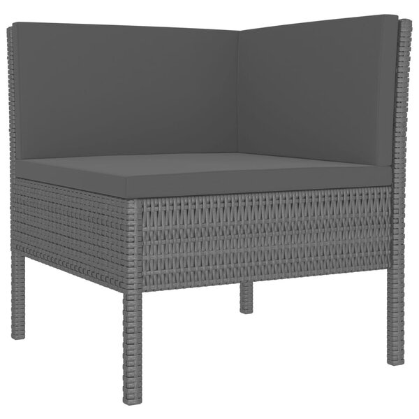 3 részes fekete polyrattan kerti ülőgarnitúra párnákkal