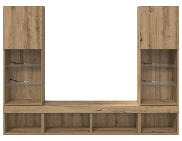 TV Fali Egységek LED-del 5 pcs Artisan tölgy 40,5 x 30 x 102 cm