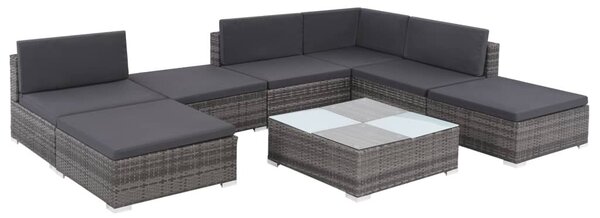 VidaXL 8 részes szürke polyrattan kerti ülőgarnitúra párnákkal