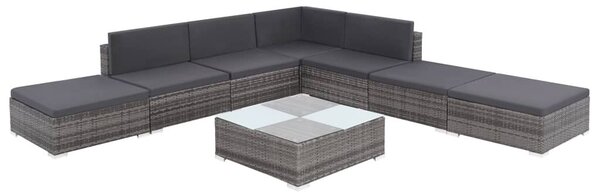 VidaXL 8 részes szürke polyrattan kerti ülőgarnitúra párnákkal