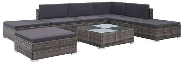 VidaXL 8 részes szürke polyrattan kerti ülőgarnitúra párnákkal