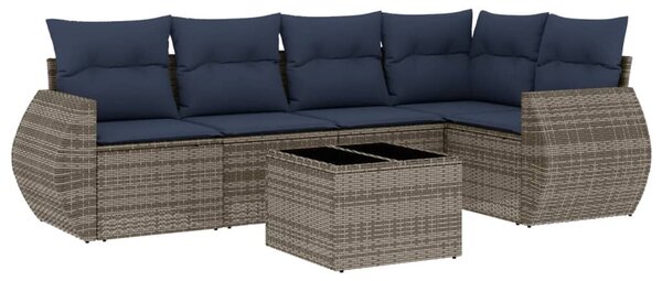 VidaXL 6 db szürke polyrattan kerti kanapégarnitúra párnákkal