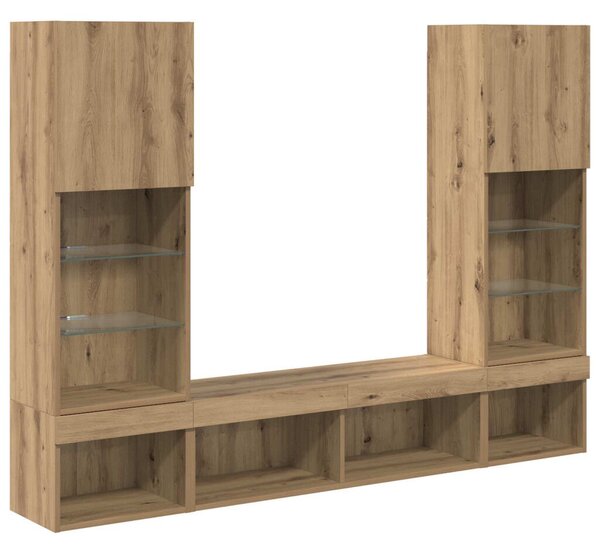 TV Fali Egységek LED-del 5 pcs Artisan tölgy 40,5 x 30 x 102 cm