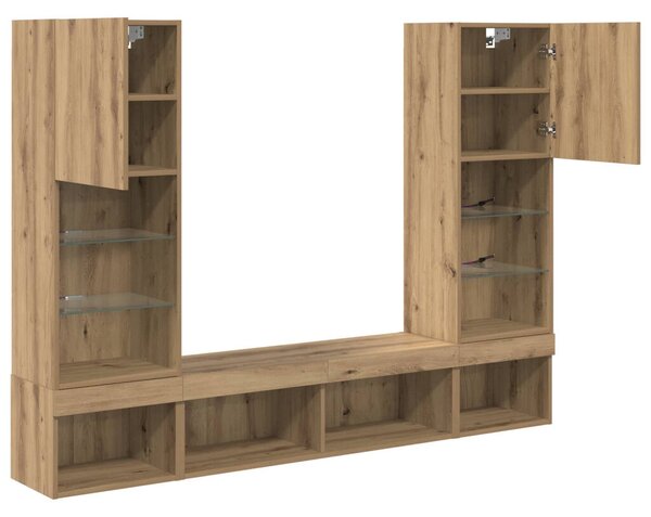 TV Fali Egységek LED-del 5 pcs Artisan tölgy 40,5 x 30 x 102 cm