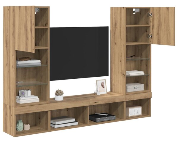 TV Fali Egységek LED-del 5 pcs Artisan tölgy 40,5 x 30 x 102 cm