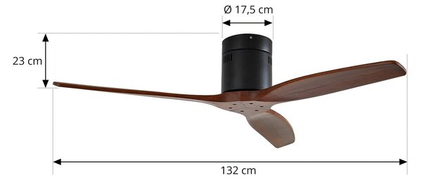 Vindur mennyezeti ventilátor, fekete, fa, DC, csendes – Lucande Lucande, Vindur, Fa, Nappali, Fém, Modern