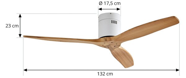 Vindur mennyezeti ventilátor, fehér, fa, DC, csendes – Lucande Lucande, Vindur, Fa, Nappali, Fém, Modern