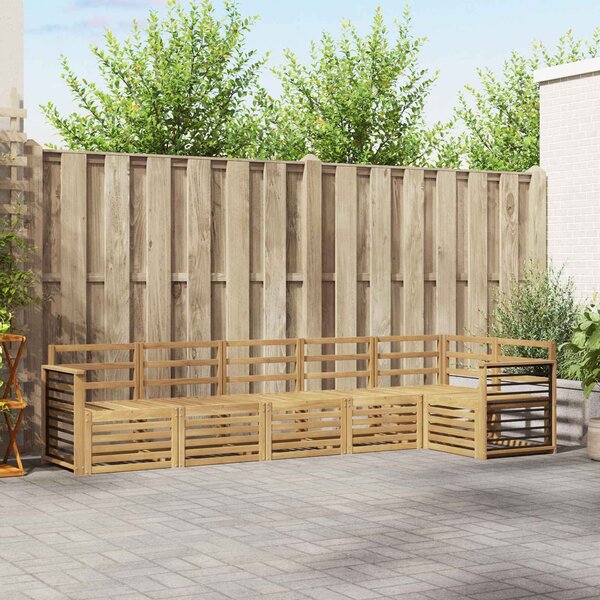 VidaXL Kültéri kanapé szett 6 pcs Fehér 306 x 128,5 x 73 cm