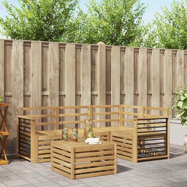 VidaXL Kültéri kanapé szett 5 pcs Fehér 59 x 59 x 37 cm Tömör Akácfa