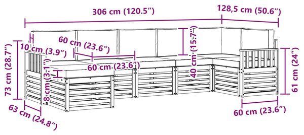 VidaXL Kültéri kanapé szett 7 pcs Fehér és Antracitszürke