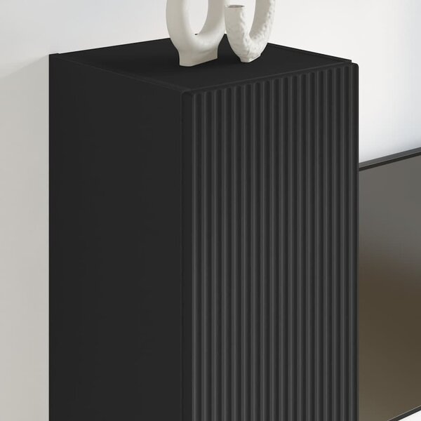 VidaXL TV Fali Szekrény 2 db Fekete Szerelt Fa
