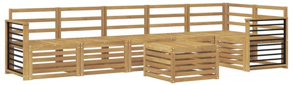 VidaXL Kültéri kanapé szett 7 pcs Fehér 59 x 59 x 37 cm Tömör Akácfa