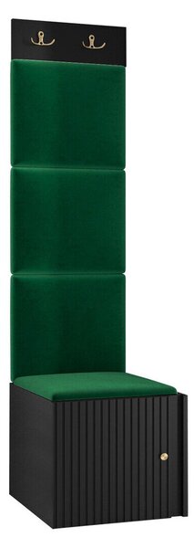 Előszoba garnitúra Hartford 386, 186x42x46cm, Fekete, Zöld, Laminált forgácslap, Kárpit, Közepes sűrűségű farostlemez