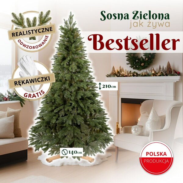 Springos prémium zöld műfenyő 210cm
