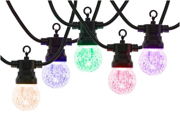 Springos programozható napelemes fényfüzér 15LED, 10,5m, többszínű