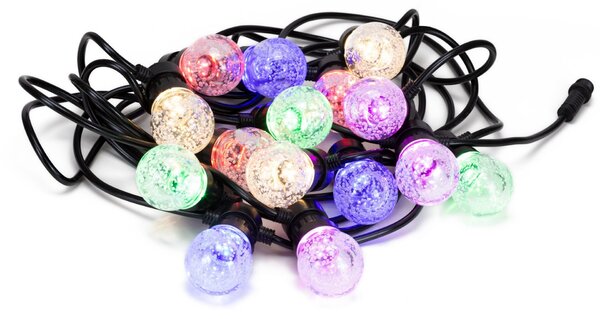 Springos programozható napelemes fényfüzér 15LED, 10,5m, többszínű