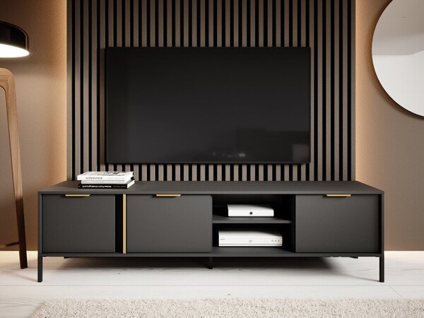 TV-állvány Velsoru 105, Laminált forgácslap, 53x203x40cm, Aranysárga, Antracit