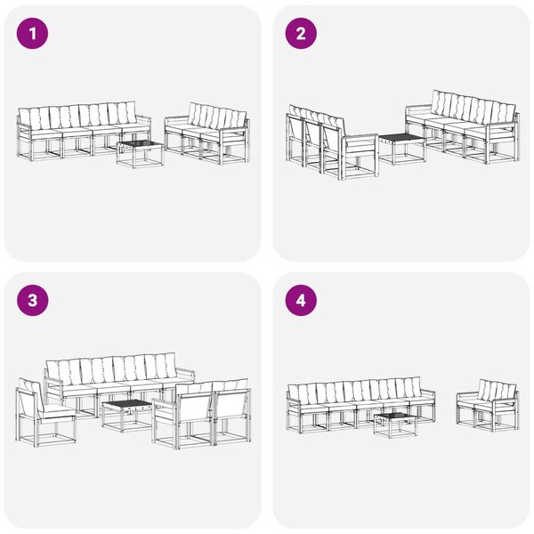 Kültéri kanapé szett párnával 8 pcs Természetes és bézs
