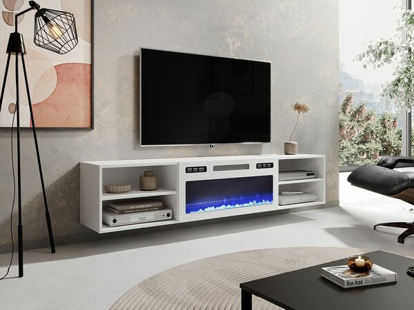 TV-állvány Charlotte 190, Laminált forgácslap, 39x180x33cm, Fehér