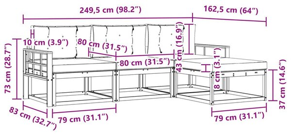 Kültéri kanapé szett párnával 4 pcs Természetes és antracit