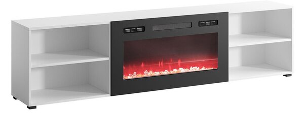 TV-állvány Charlotte 191, Laminált forgácslap, 51x200x33cm, Fehér, Fekete