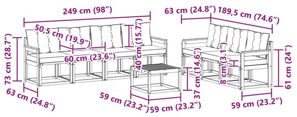 Kültéri kanapé szett párnával 8 pcs Természetes és bézs